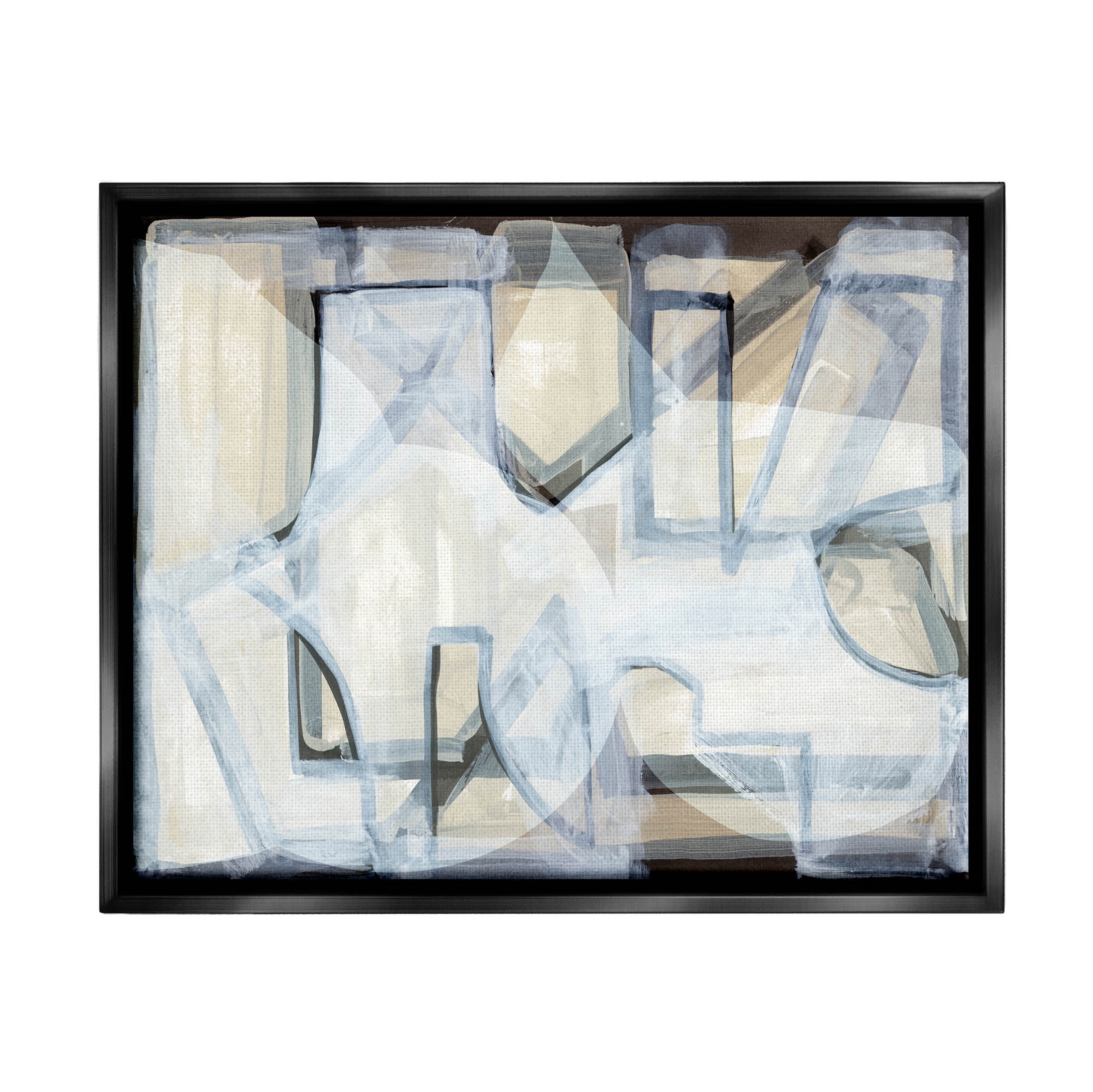 Stupell Industries Abstract Overlapping Geometric Shapes Painting Jet Black Floating Framed Canvas Print Wall Art, Design by Cartissi