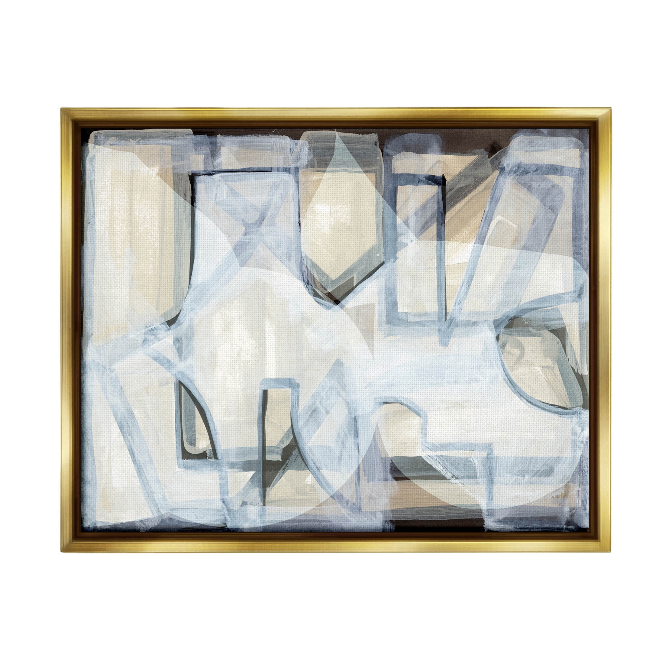 Stupell Industries Abstract Overlapping Geometric Shapes Painting Metallic Gold Floating Framed Canvas Print Wall Art, Design by Cartissi