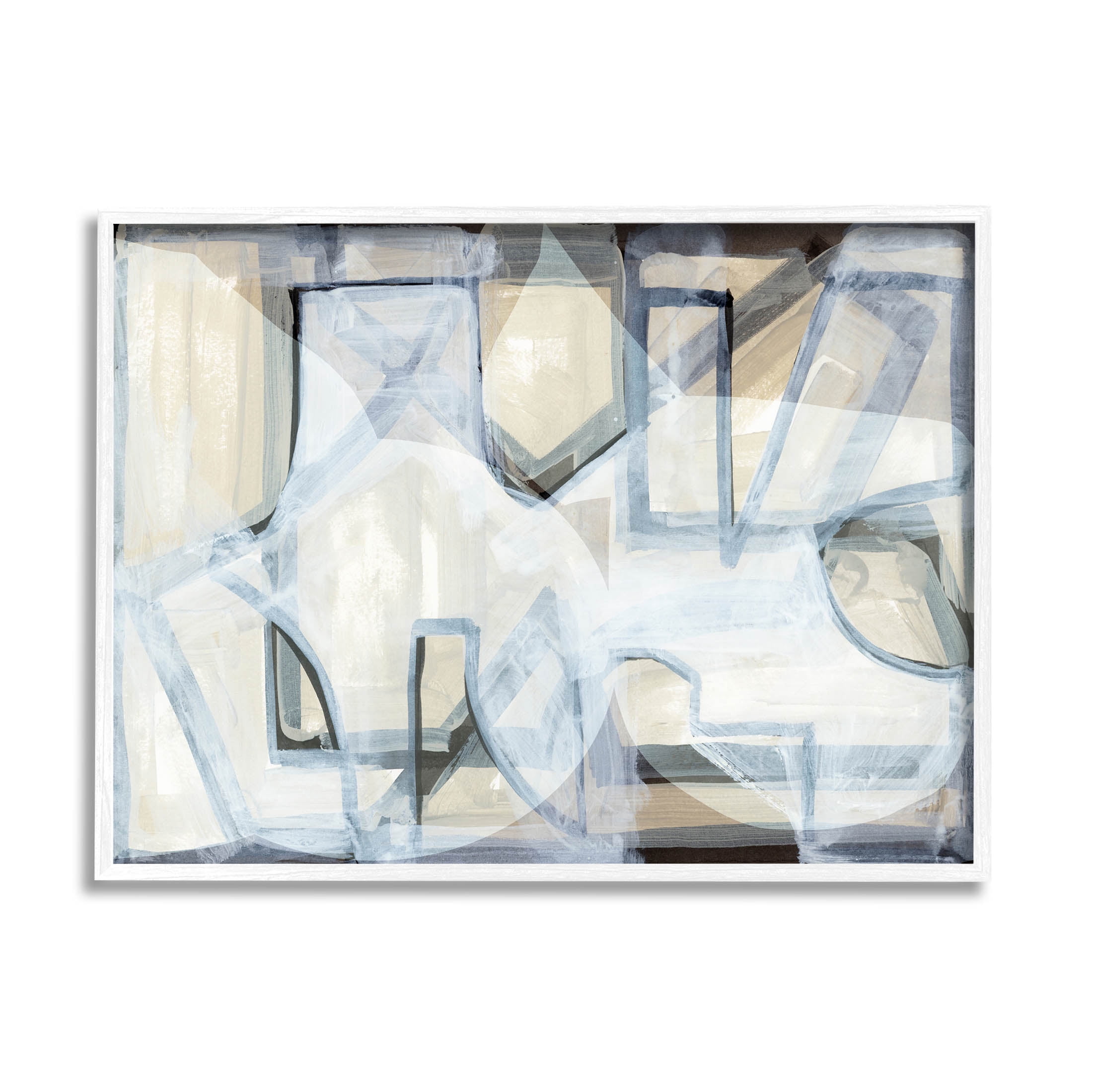 Stupell Industries Abstract Overlapping Geometric Shapes Painting White Framed Art Print Wall Art, Design by Cartissi
