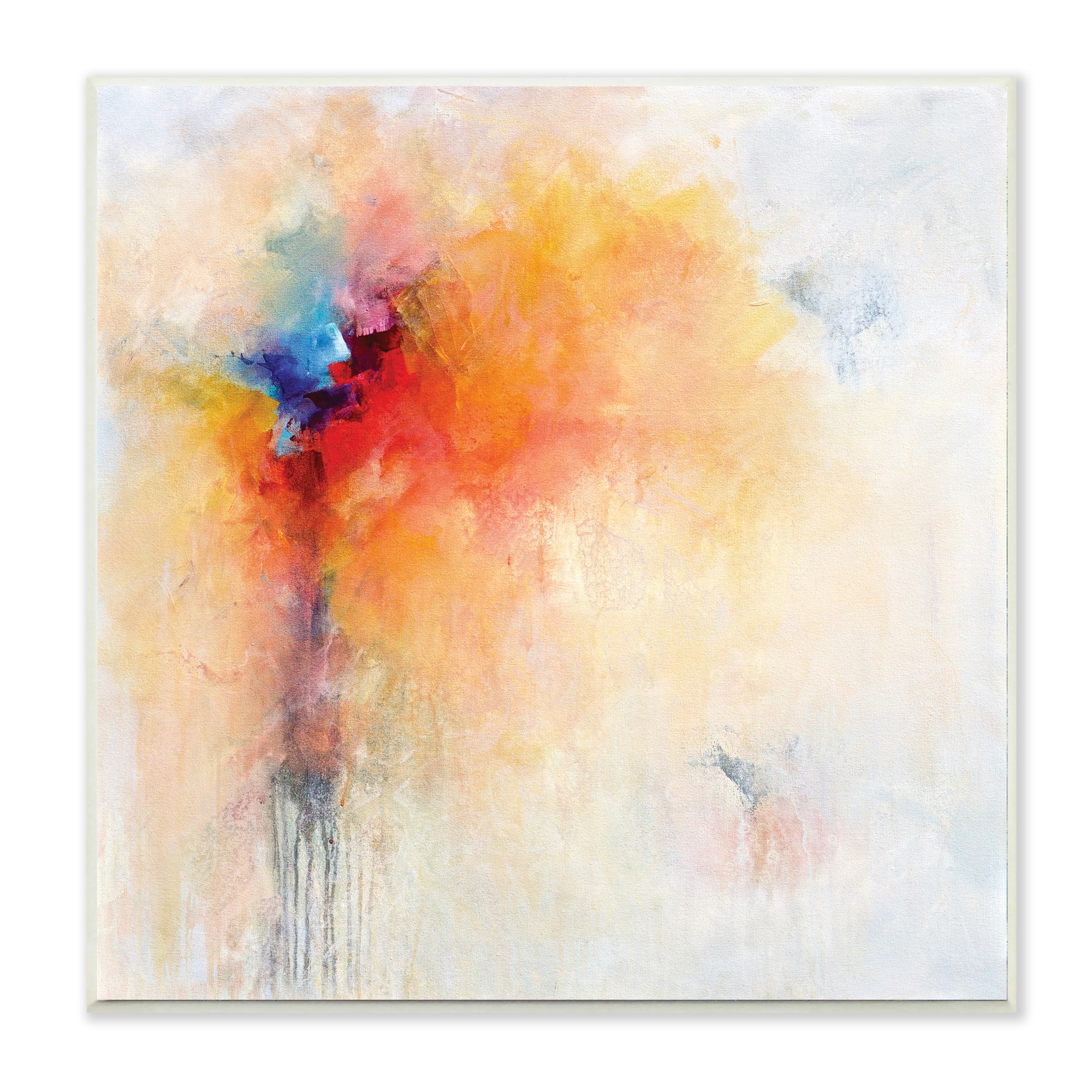 Stupell Industries Abstract Paint Burst Expressive Orange Red Blue,12 x 12,Designed by Karen Hale