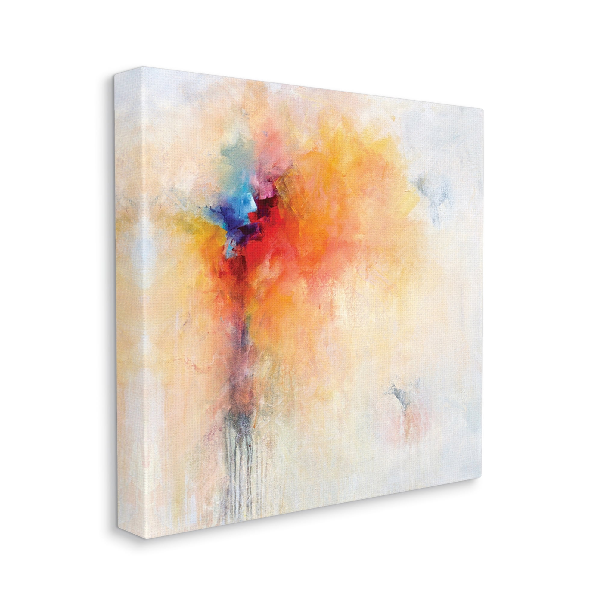 Stupell Industries Abstract Paint Burst Expressive Orange Red Blue,36 x 36,Designed by Karen Hale