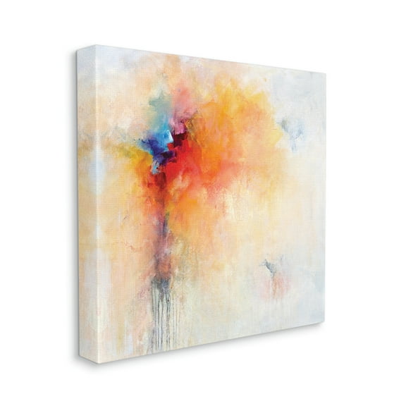 Stupell Industries Abstract Paint Burst Expressive Orange Red Blue,36 x 36,Designed by Karen Hale