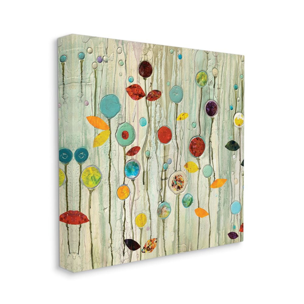 Stupell Industries Abstract Paint Drop Floral Scene Whimsical Collage Canvas Wall Art Design by Classic Collection, 36" x 36"