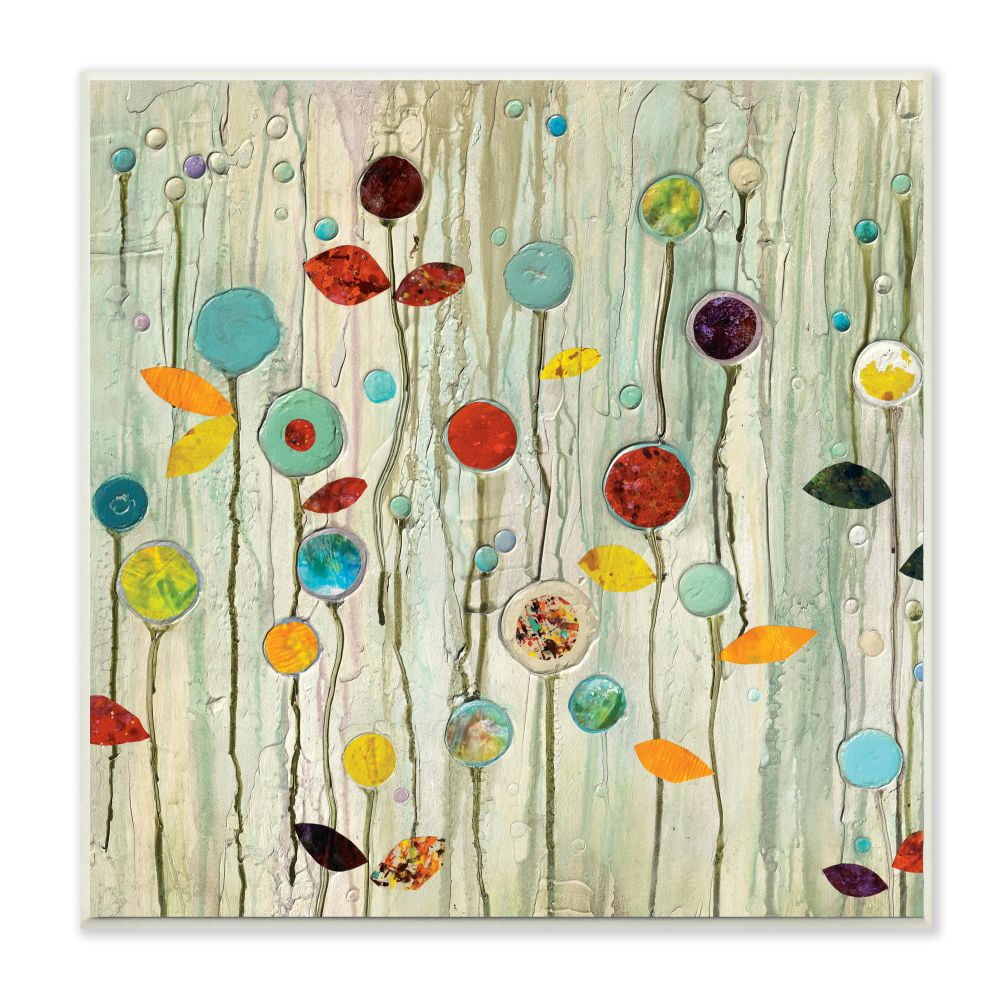 Abstract Floral Scene Whimsical Collage 12x12 MDF Wall Art