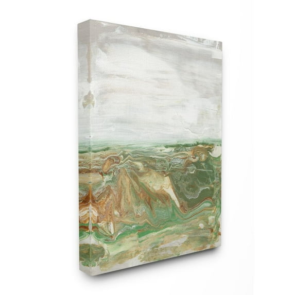 Stupell Industries Abstract Paint Fluid Brown Green Design Canvas Wall Art by Lila Bramma