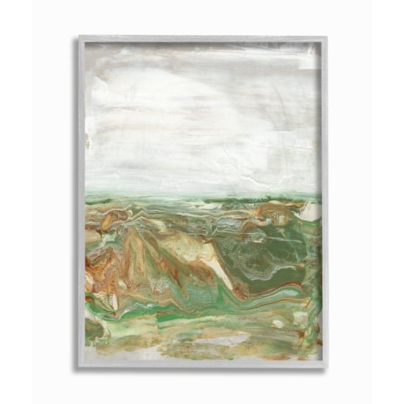 Stupell Industries Abstract Paint Fluid Brown Green Design Framed Wall Art by Lila Bramma