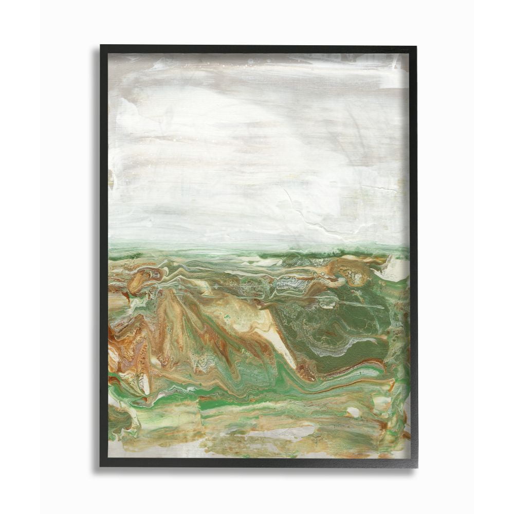 Stupell Industries Abstract Paint Fluid Brown Green Design Framed Wall Art by Lila Bramma