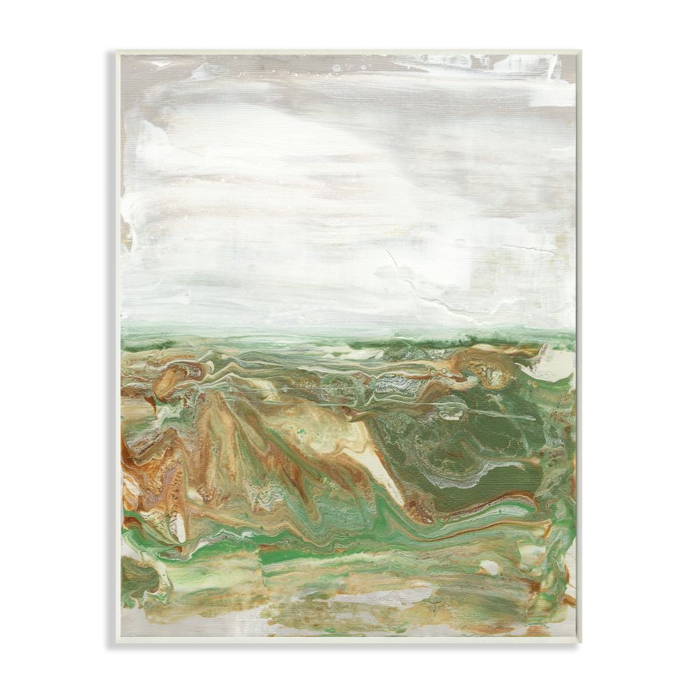 Stupell Industries Abstract Paint Fluid Brown Green Design Wall Plaque by Lila Bramma