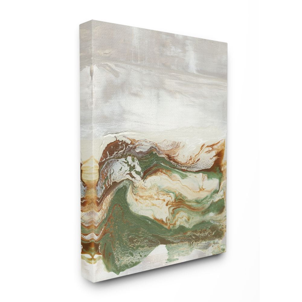 Stupell Industries Abstract Paint Fluid Green Brown Design Canvas Wall Art by Lila Bramma