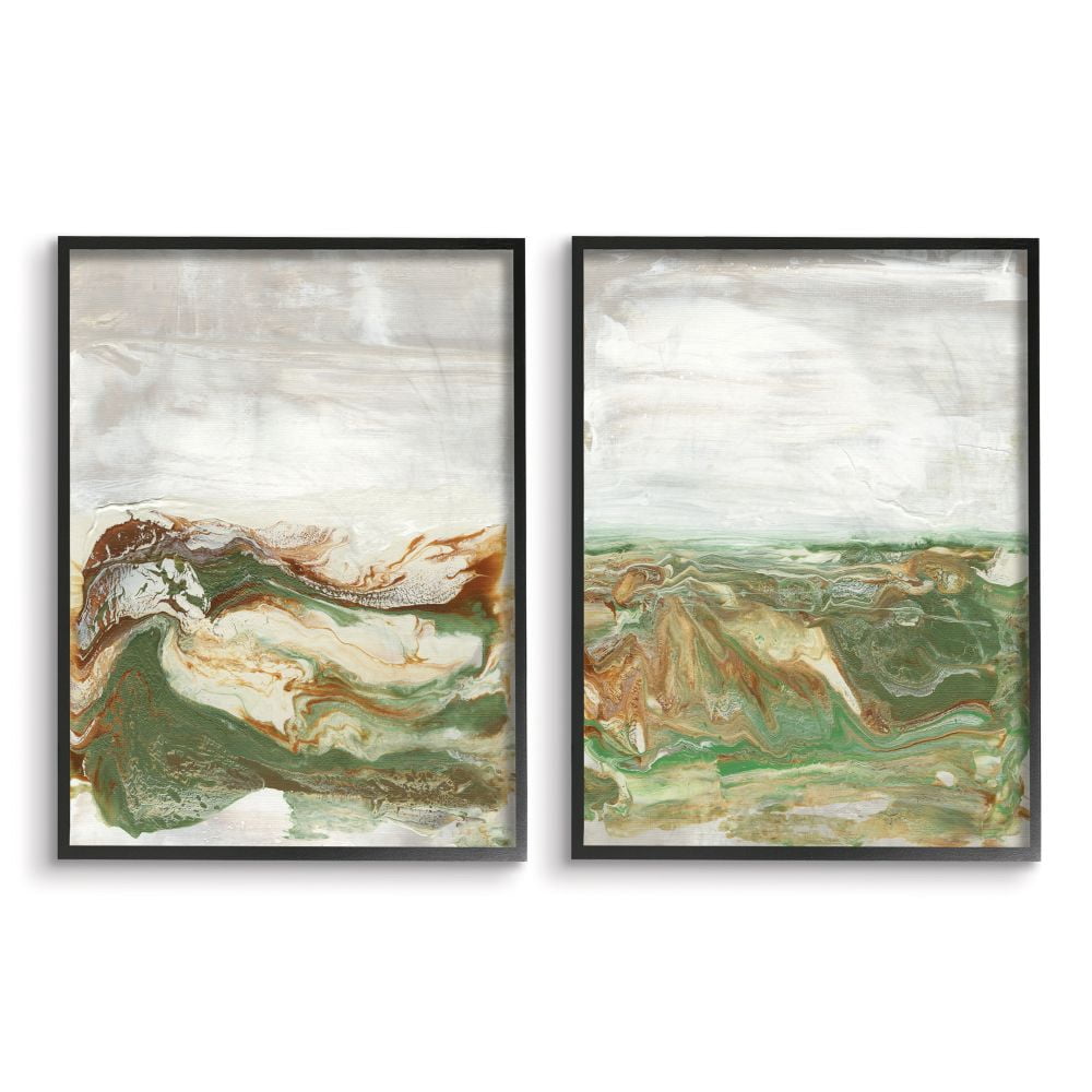 Stupell Industries Abstract Paint Fluid Green Brown Design Framed Wall Art by Lila Bramma