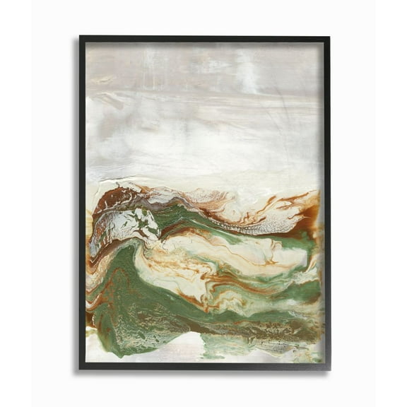 Stupell Industries Abstract Paint Fluid Green Brown Design Framed Wall Art by Lila Bramma