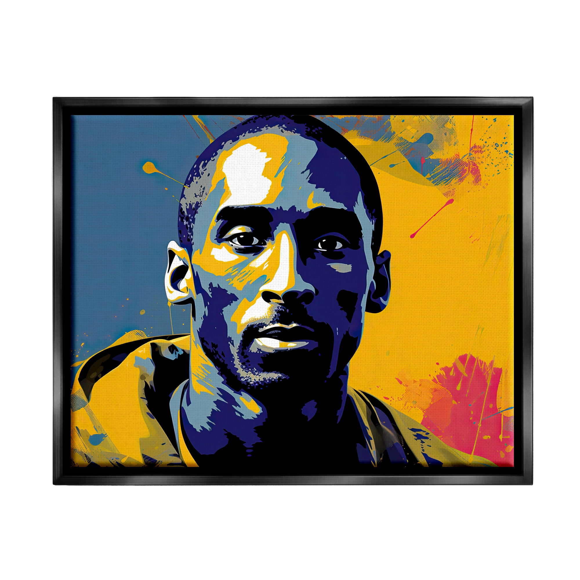 Stupell Industries Abstract Paint Pop Kobe Abstract Painting Black Floater Framed Canvas Art Print Wall Art, 31 x 25