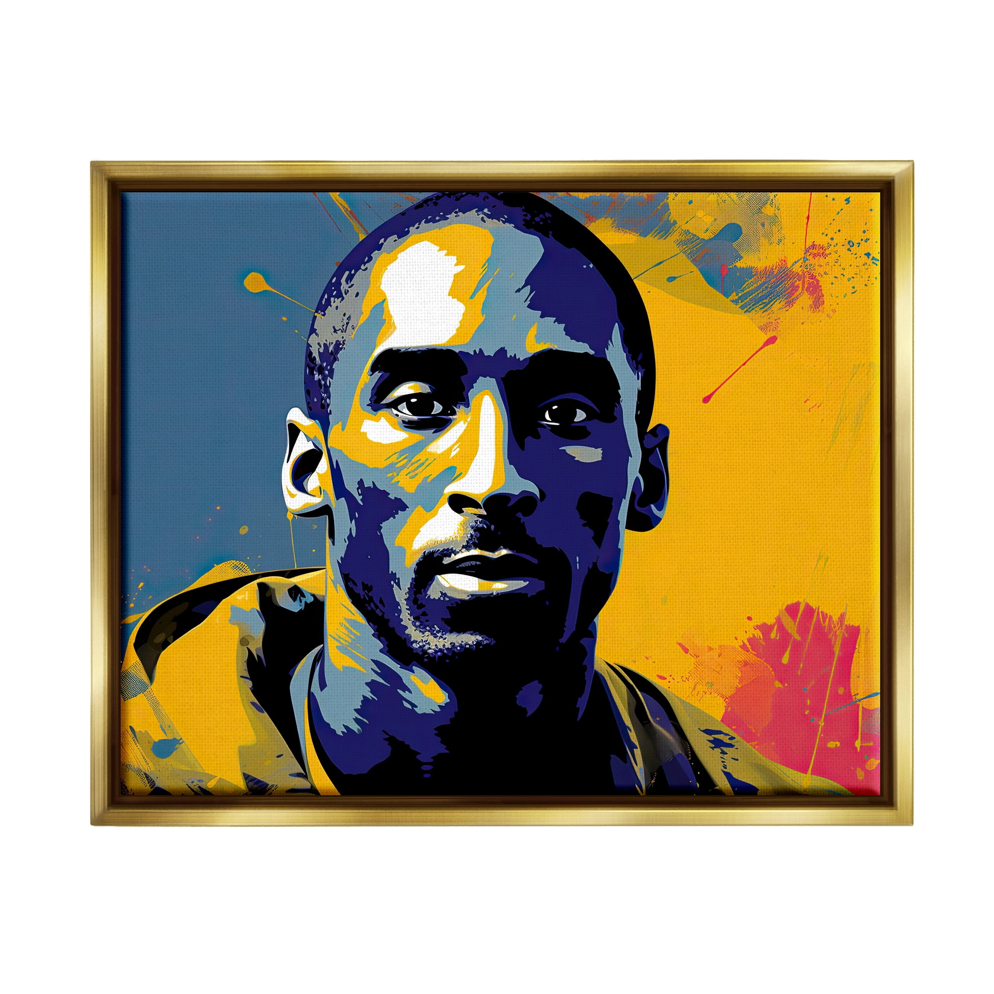 Stupell Industries Abstract Paint Pop Kobe Abstract Painting Gold Floater Framed Canvas Art Print Wall Art, 21 x 17