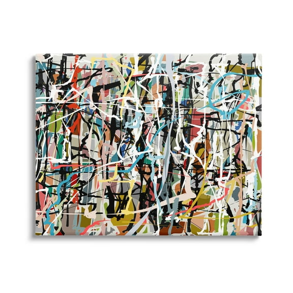 Stupell Industries Abstract Paint Splatter Composition Abstract Painting Gallery Wrapped Canvas Print Wall Art, 20 x 16
