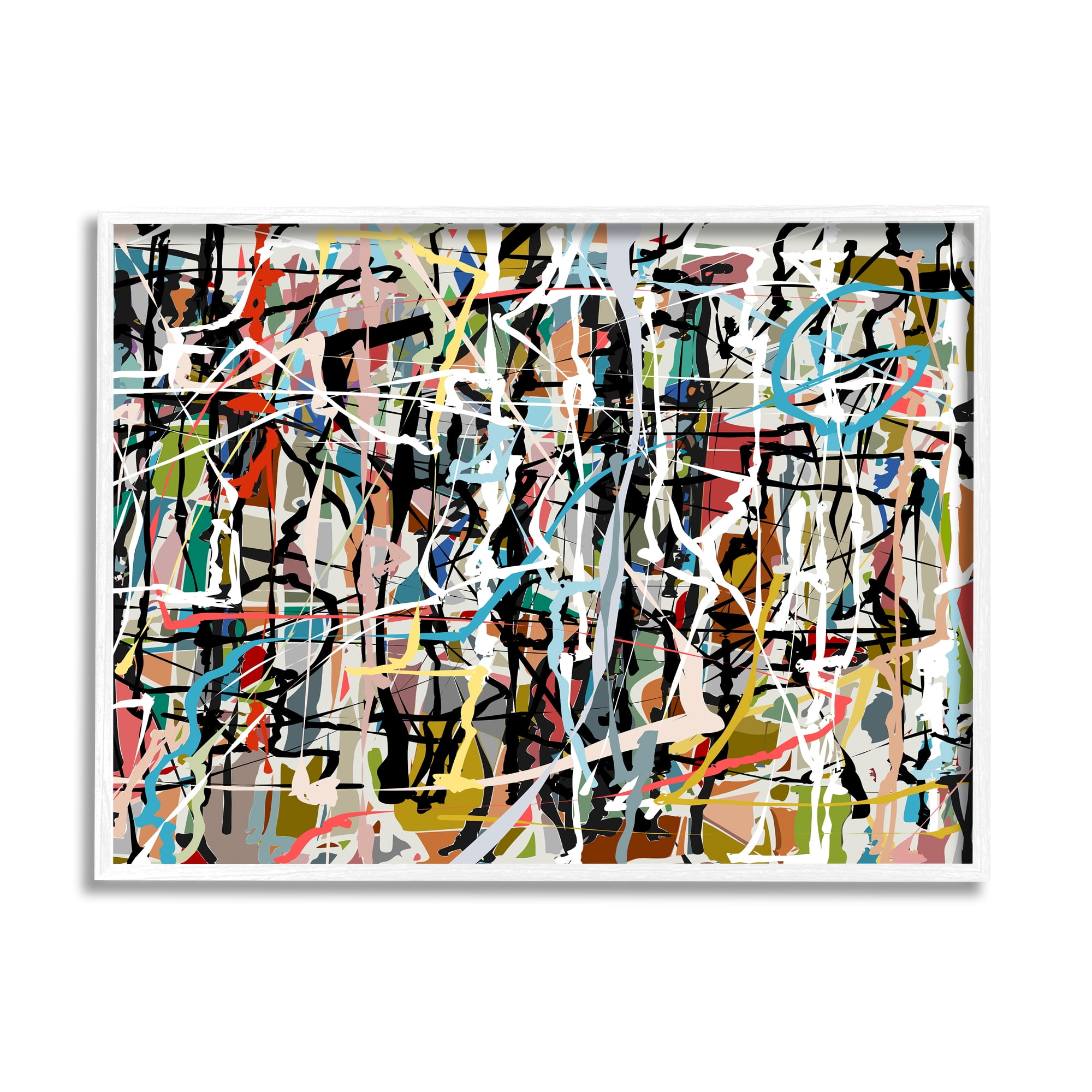 Stupell Industries Abstract Paint Splatter Composition Abstract Painting White Framed Art Print Wall Art, 20 x 16