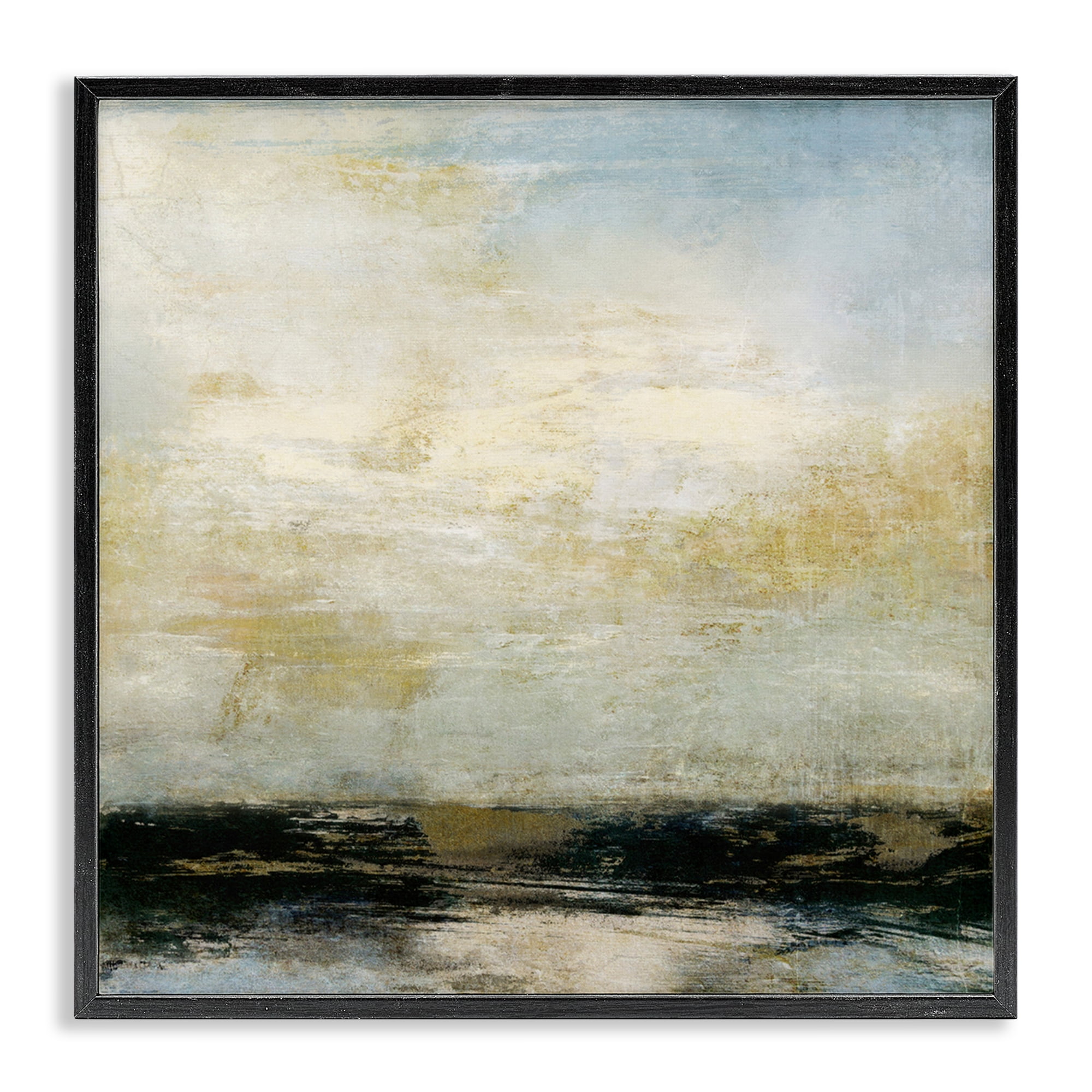 Stupell Industries Abstract Paint Streak Landscape Landscape Painting Black Framed Art Print Wall Art, 24 x 24