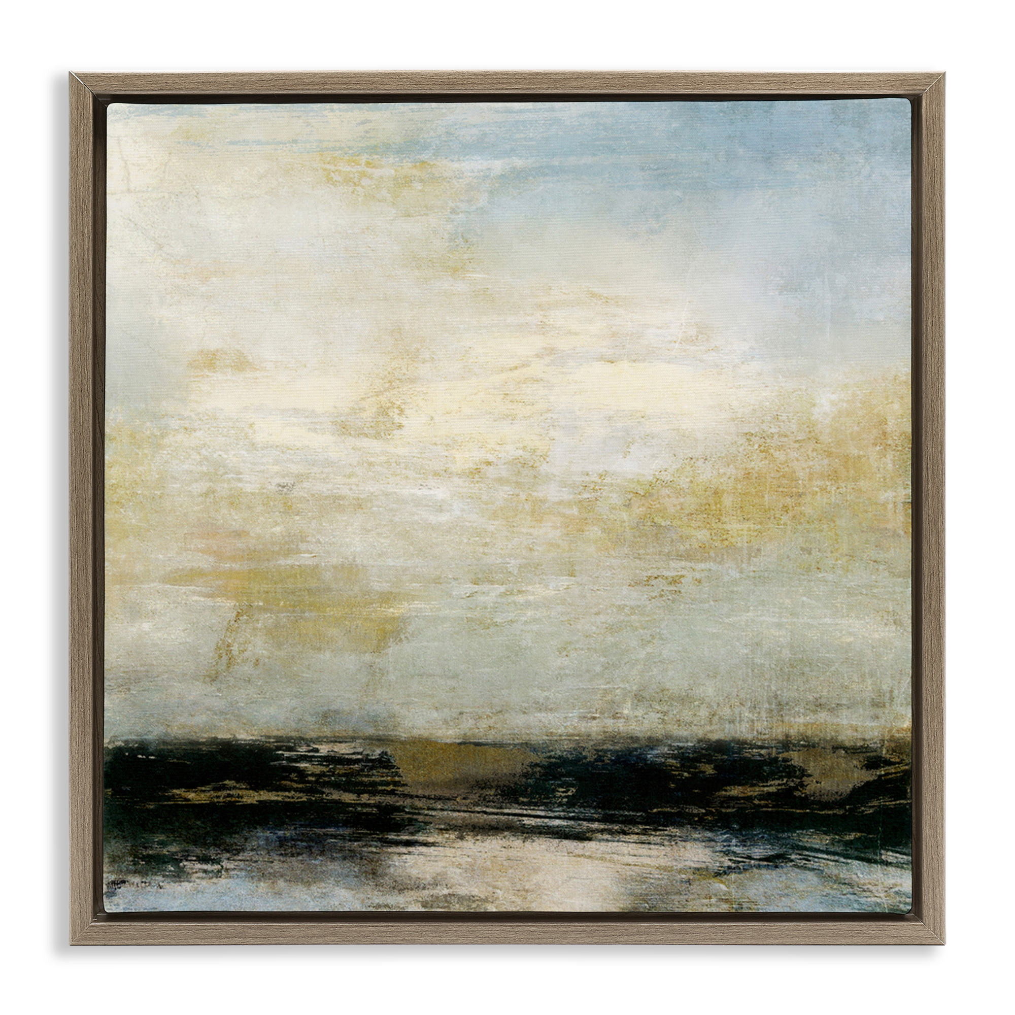Stupell Industries Abstract Paint Streak Landscape Landscape Painting Brown Floater Framed Canvas Art Print Wall Art, 25 x 25