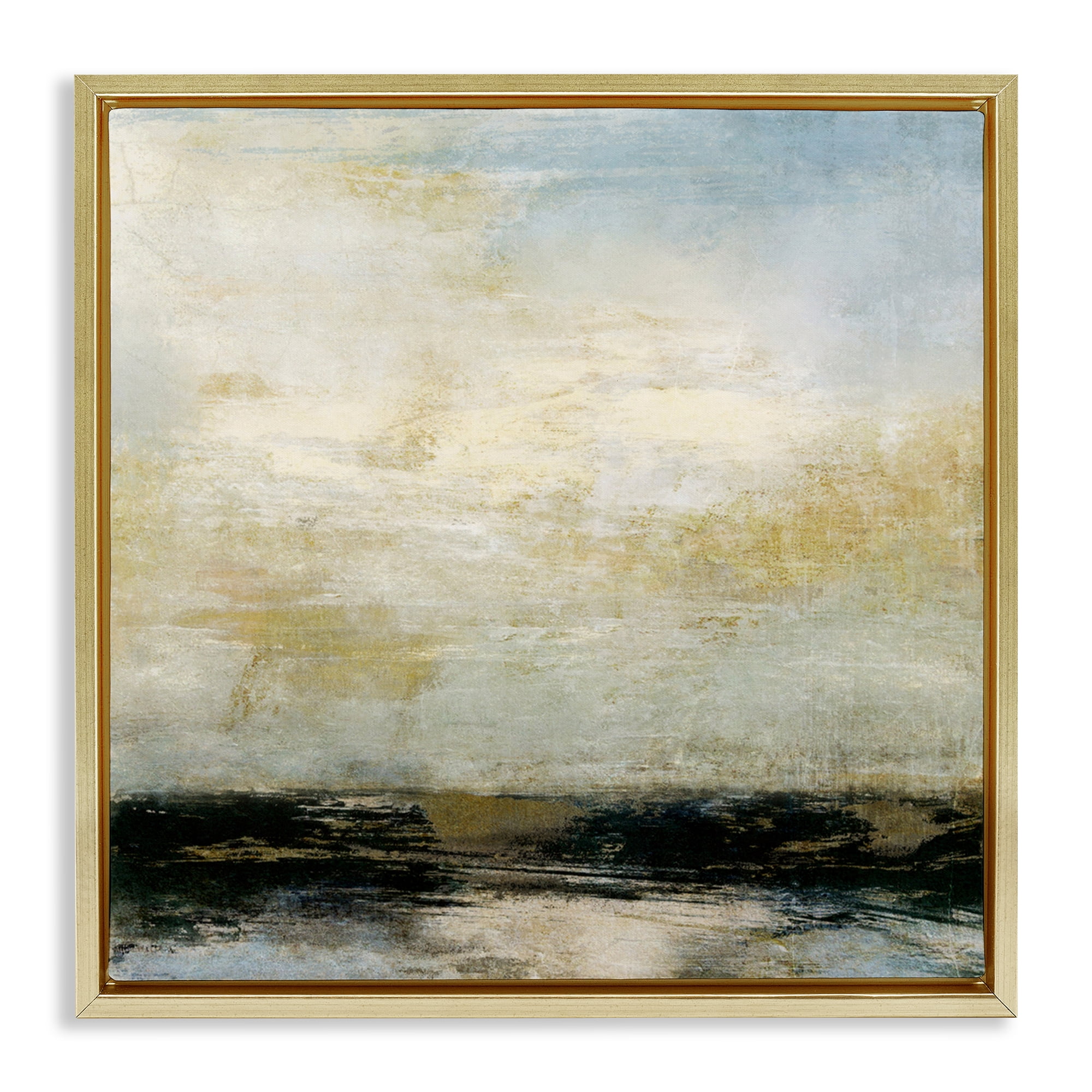Stupell Industries Abstract Paint Streak Landscape Landscape Painting Gold Floater Framed Canvas Art Print Wall Art, 18 x 18