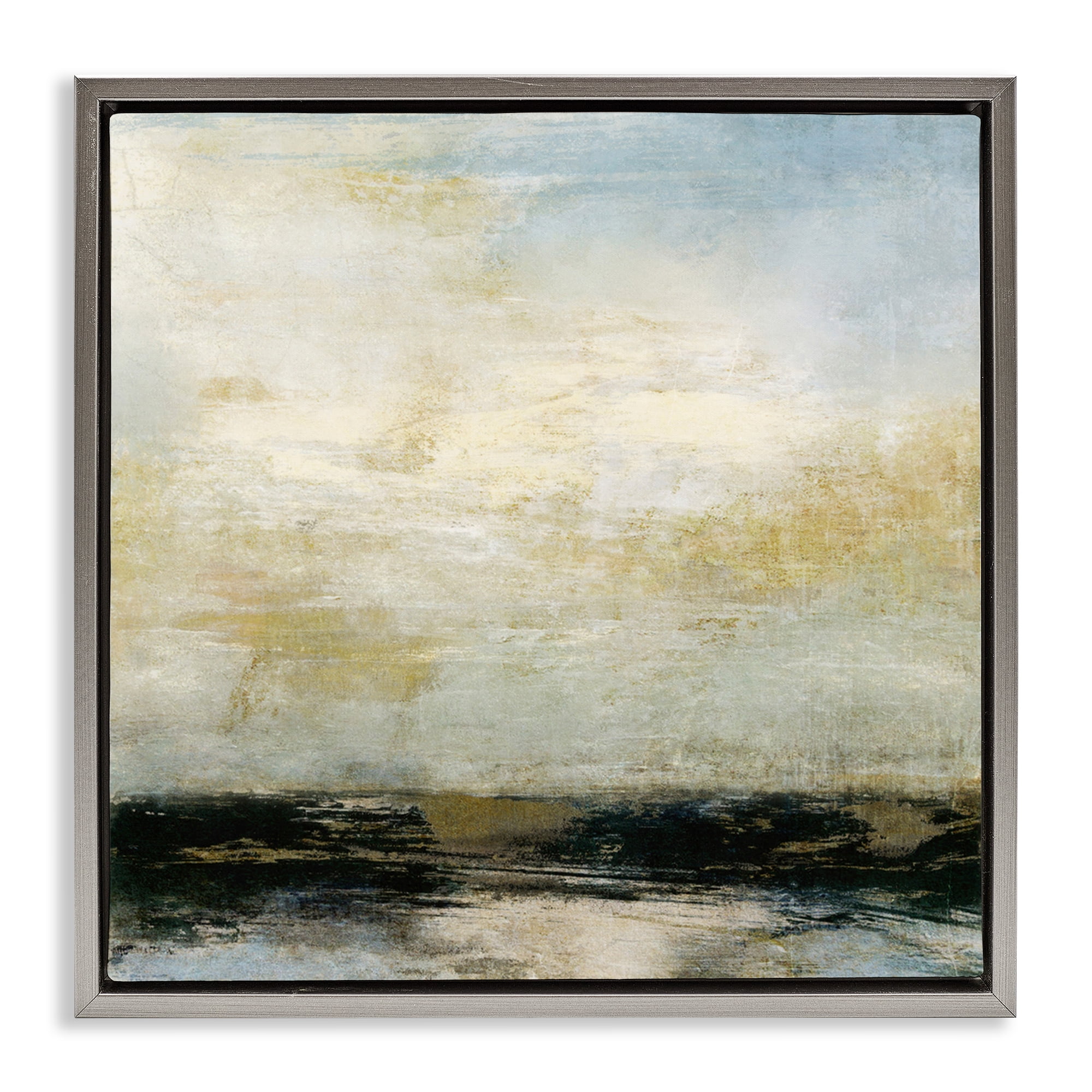 Stupell Industries Abstract Paint Streak Landscape Landscape Painting Gray Floater Framed Canvas Art Print Wall Art, 25 x 25