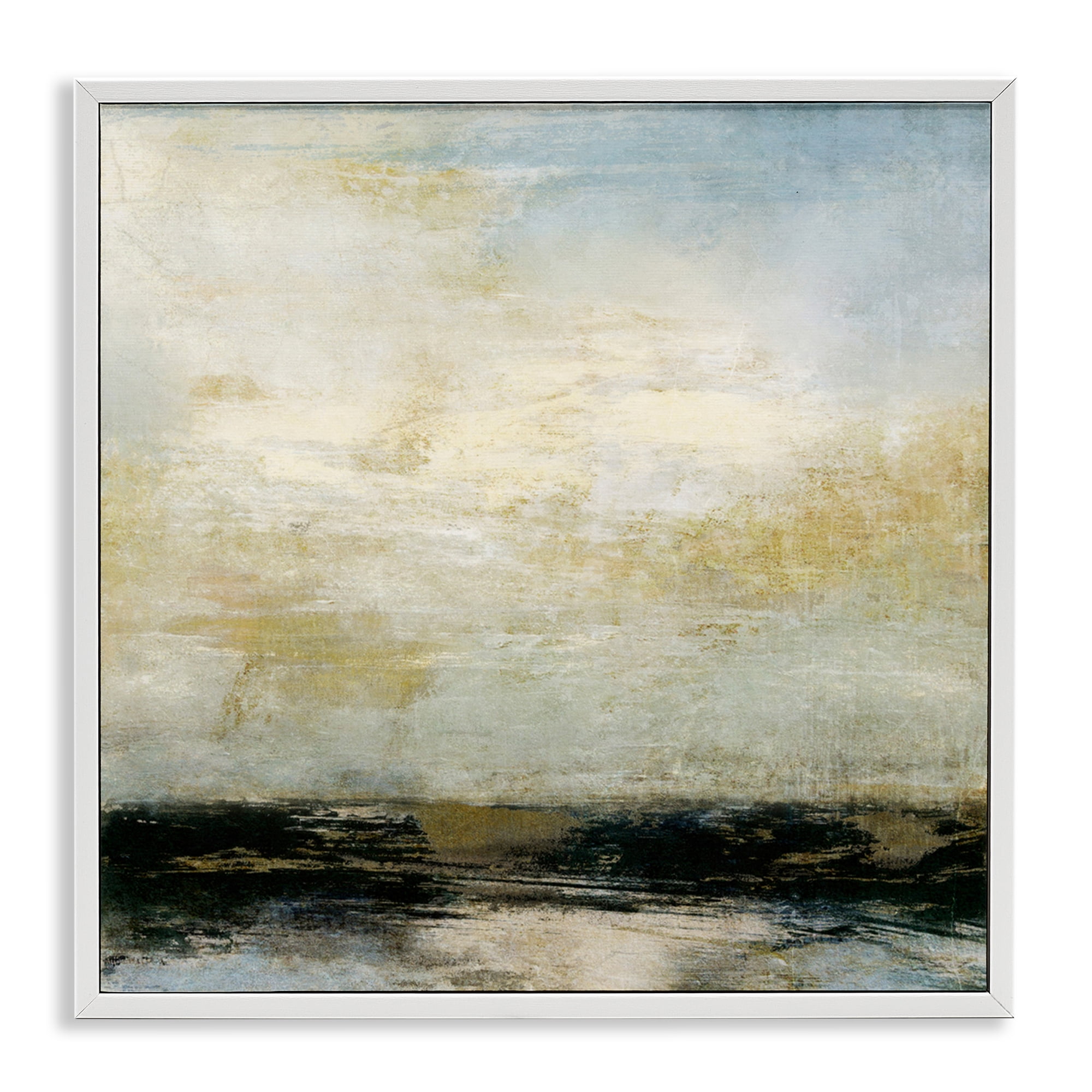 Stupell Industries Abstract Paint Streak Landscape Landscape Painting White Framed Art Print Wall Art, 12 x 12