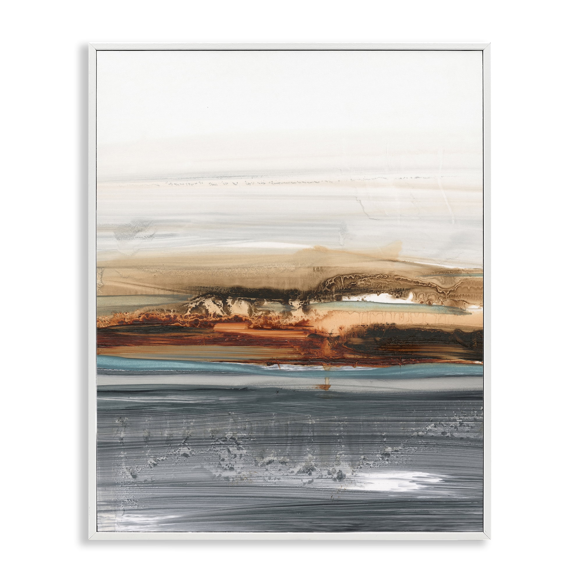 Stupell Industries Abstract Paint Streaked Sea Abstract Painting White Framed Art Print Wall Art, 11 x 14
