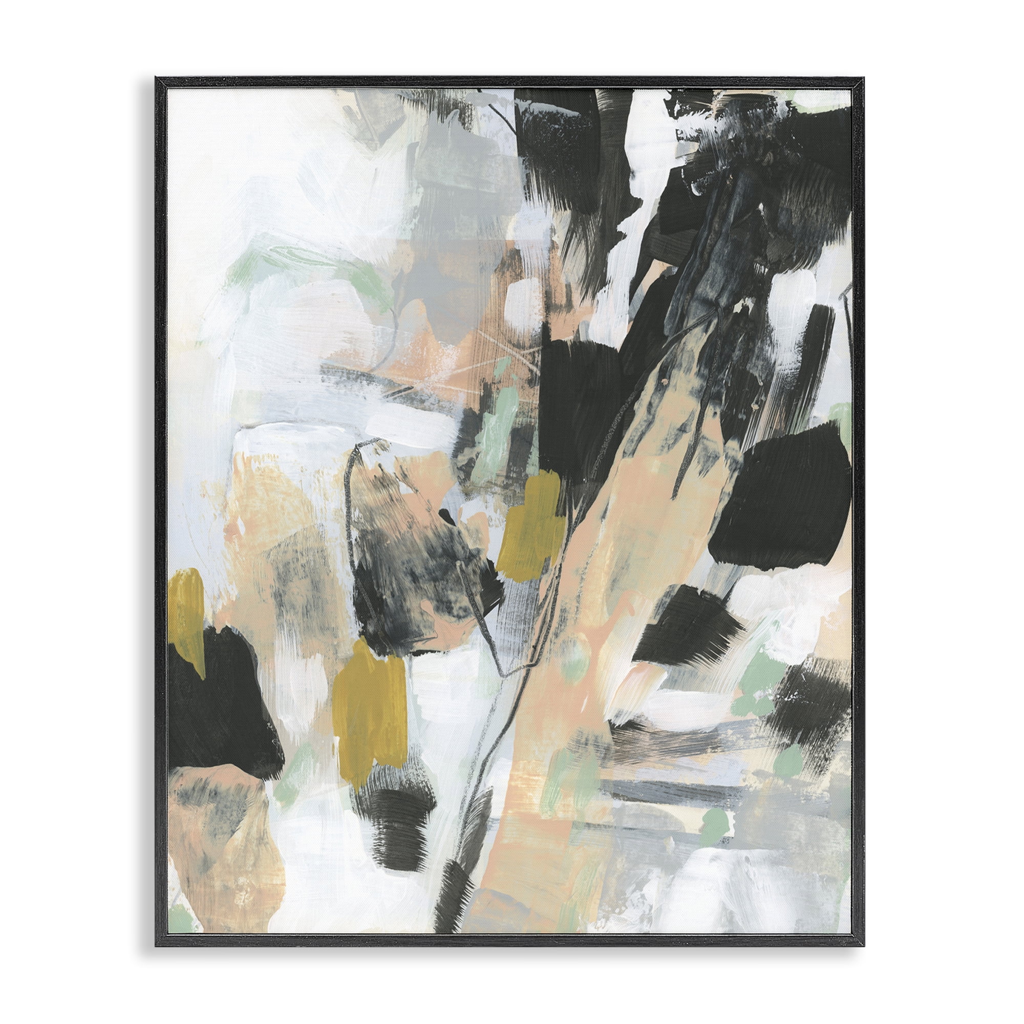 Stupell Industries Abstract Paint Streaks Abstract Painting Black Framed Art Print Wall Art, 11 x 14