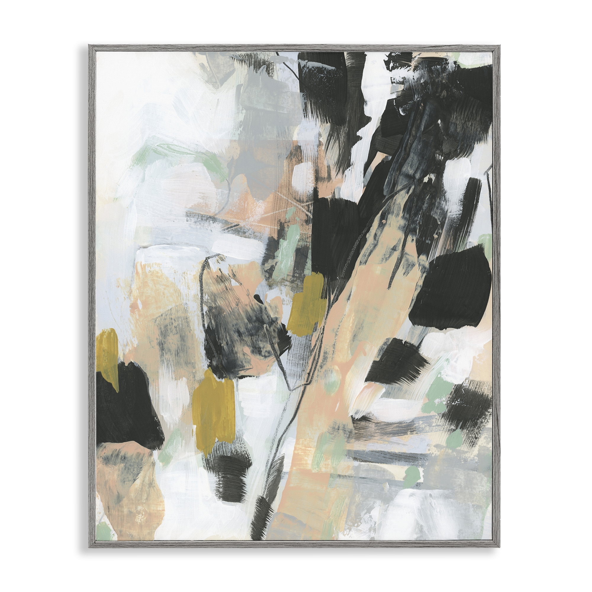 Stupell Industries Abstract Paint Streaks Abstract Painting Gray Framed Art Print Wall Art, 11 x 14