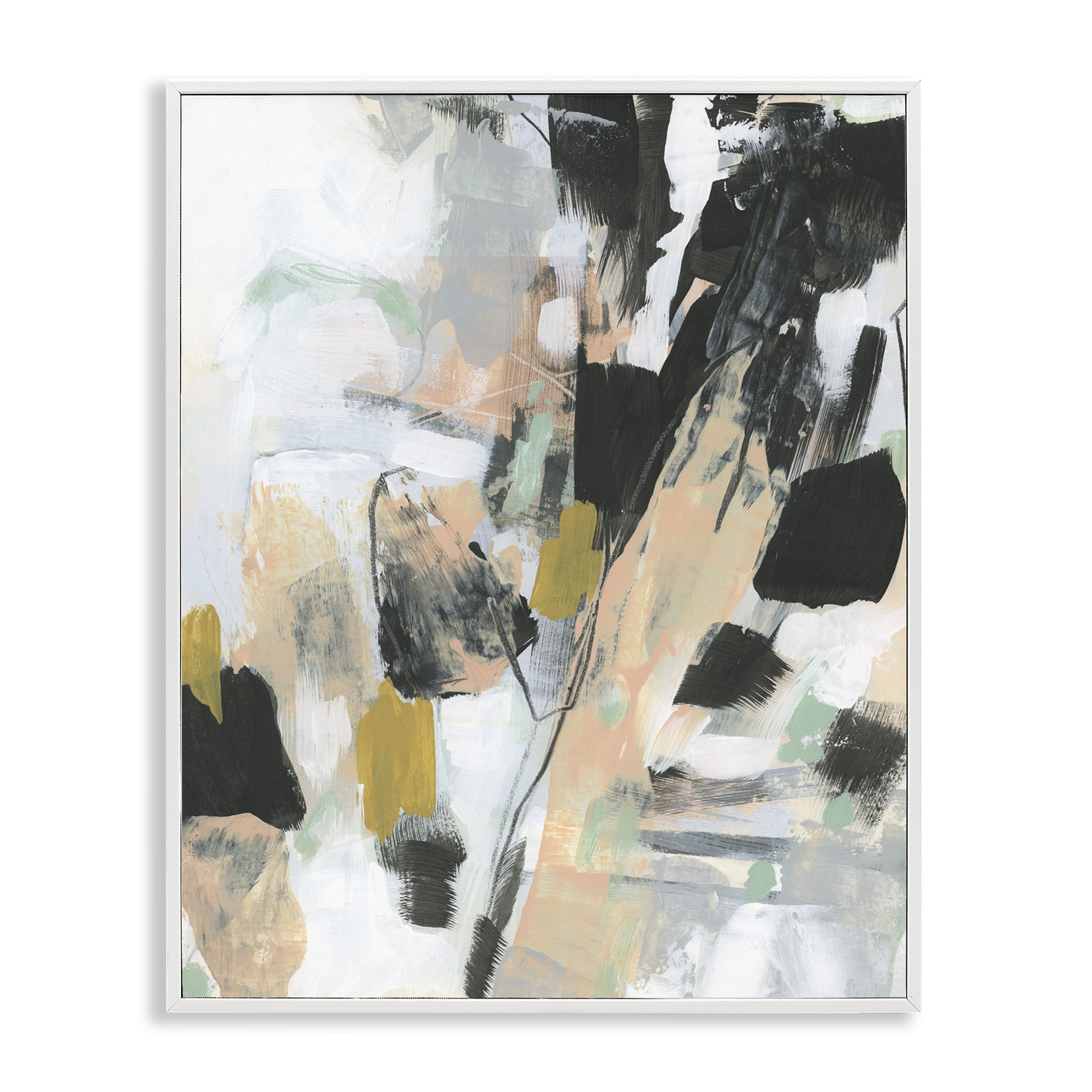 Stupell Industries Abstract Paint Streaks Abstract Painting White Framed Art Print Wall Art, 11 x 14