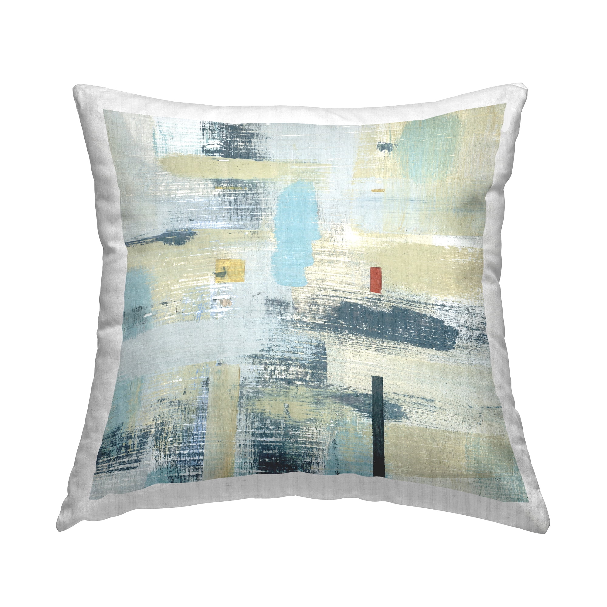 Stupell Industries Abstract Paint Stroke Collage Beige Woven Pattern Blue,18 x 7 x 18 Decorative Pillows