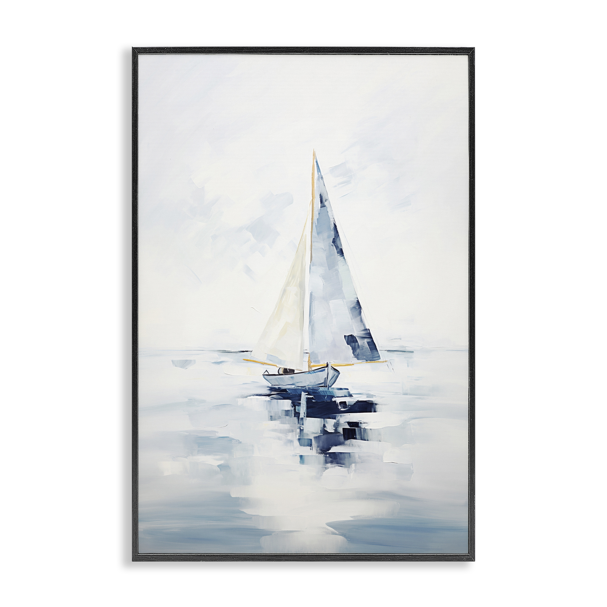 Stupell Industries Abstract Paint Strokes Boat Abstract Painting Black Framed Art Print Wall Art, 16 x 24