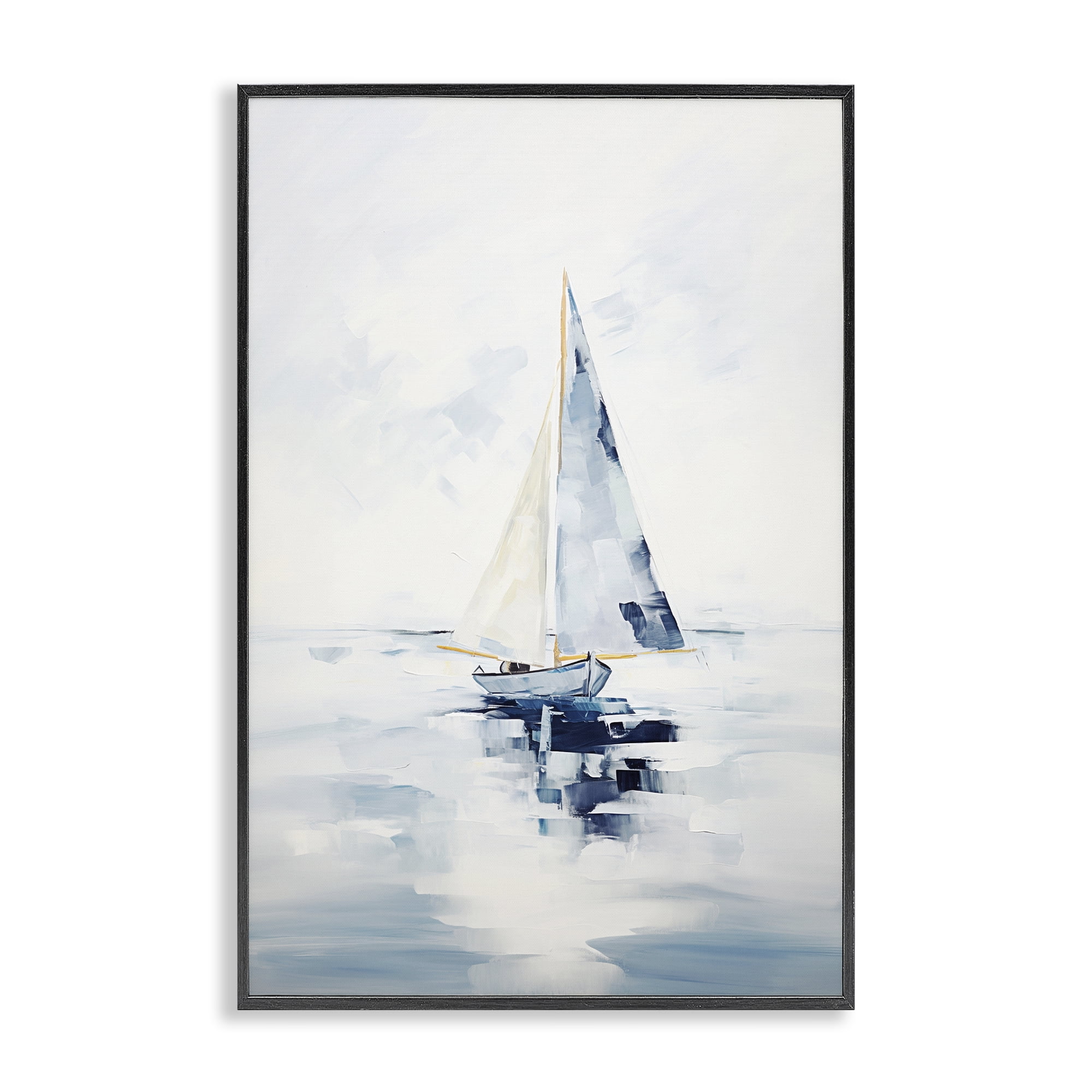 Stupell Industries Abstract Paint Strokes Boat Abstract Painting Black Framed Art Print Wall Art, 20 x 30