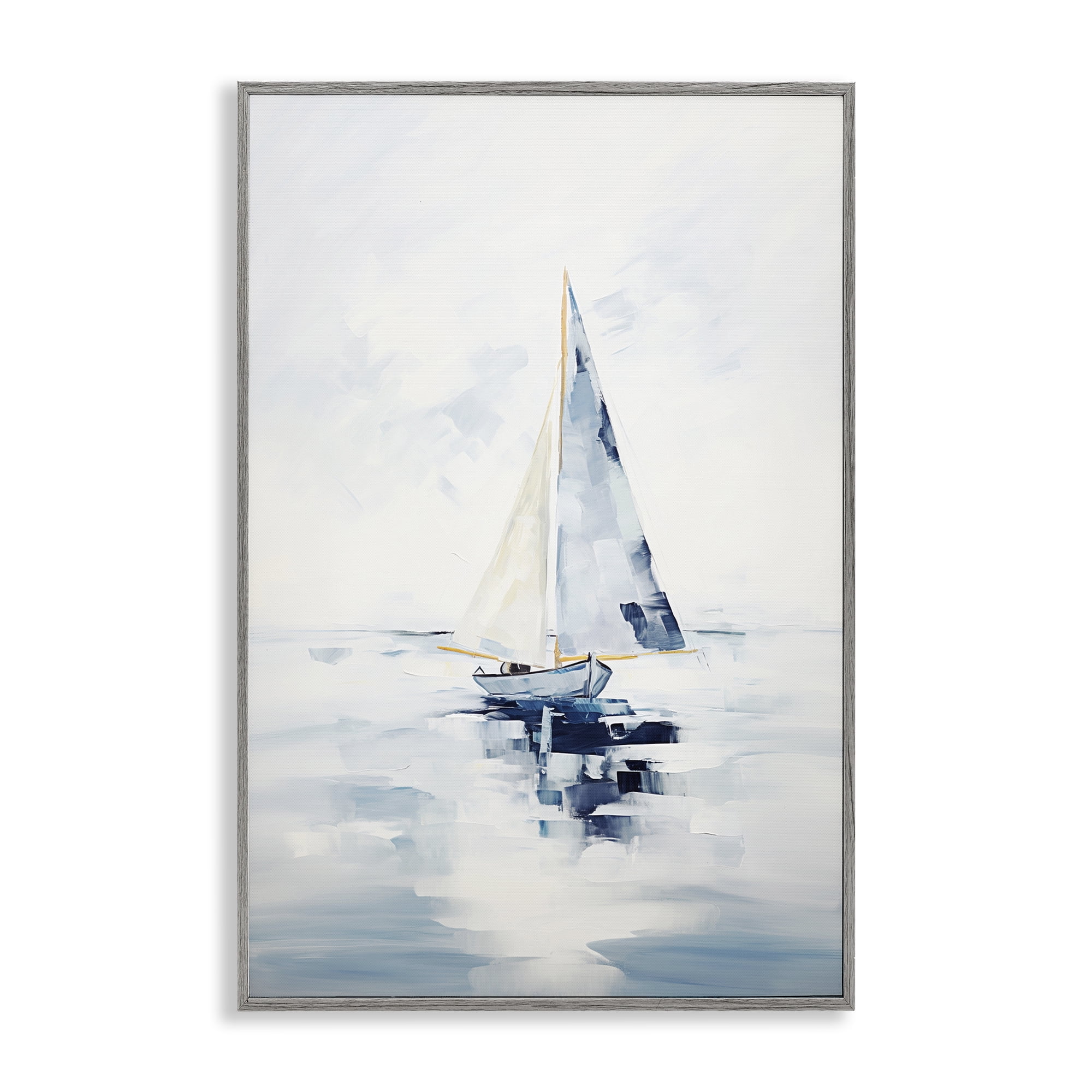 Stupell Industries Abstract Paint Strokes Boat Abstract Painting Gray Framed Art Print Wall Art, 16 x 24