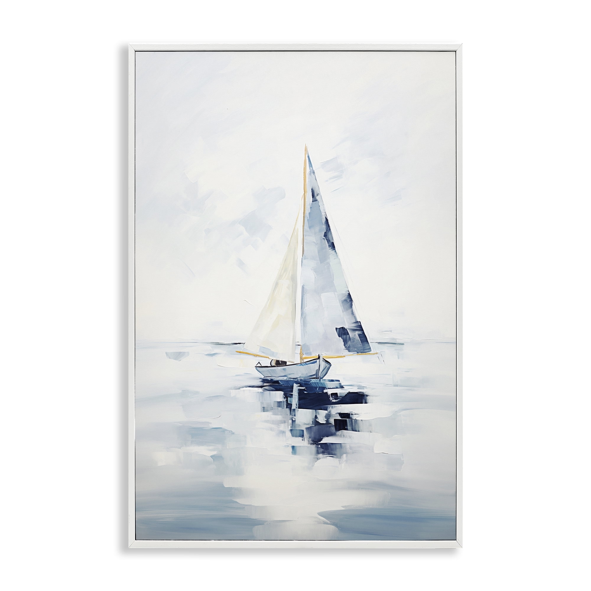 Stupell Industries Abstract Paint Strokes Boat Abstract Painting White Framed Art Print Wall Art, 16 x 24