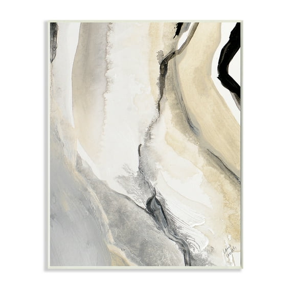 Stupell Industries Abstract Paint Strokes Fluid Beige Movement,13 x 19,Designed by Lanie Loreth