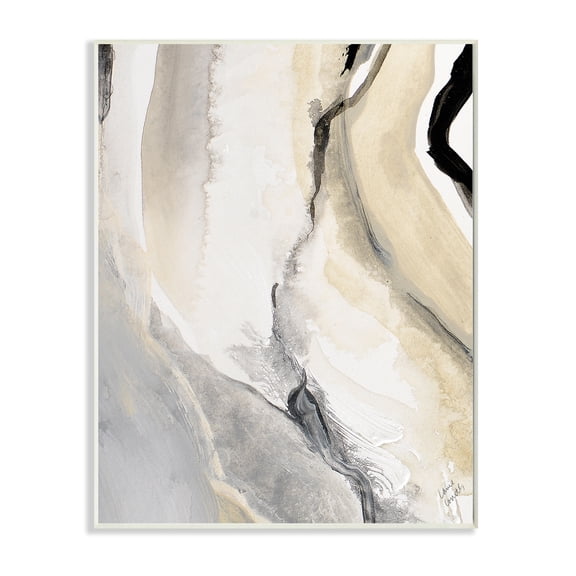 Stupell Industries Abstract Paint Strokes Fluid Beige Movement,13 x 19,Designed by Lanie Loreth