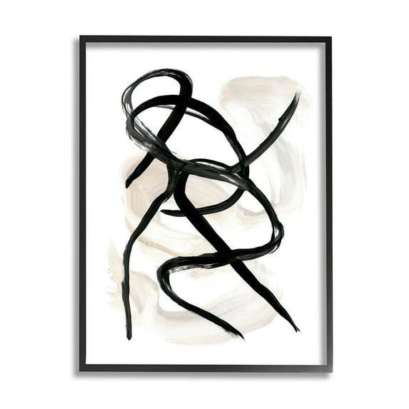 Stupell Industries Abstract Paint Strokes Layered Black Brown Black Framed by Daphne Polselli