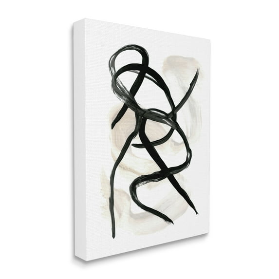 Stupell Industries Abstract Paint Strokes Layered Black Brown Canvas Wall Art by Daphne Polselli