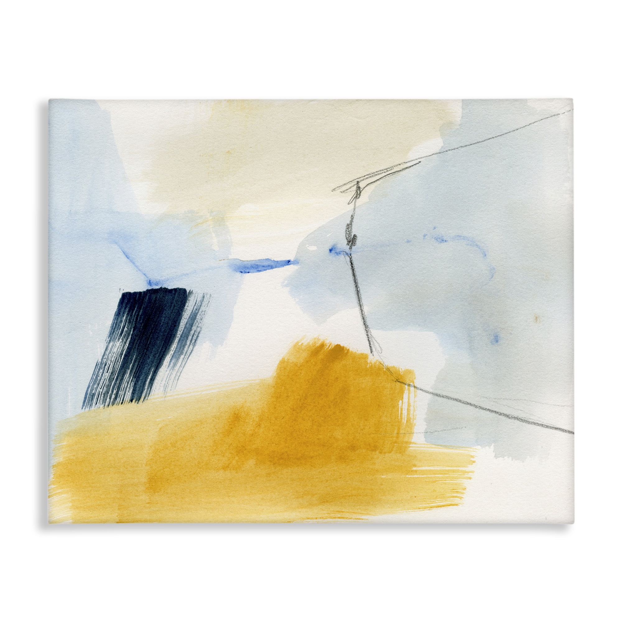Stupell Industries Abstract Paint Yellow Accent Abstract Painting Gallery Wrapped Canvas Art Print Wall Art, 40 x 30