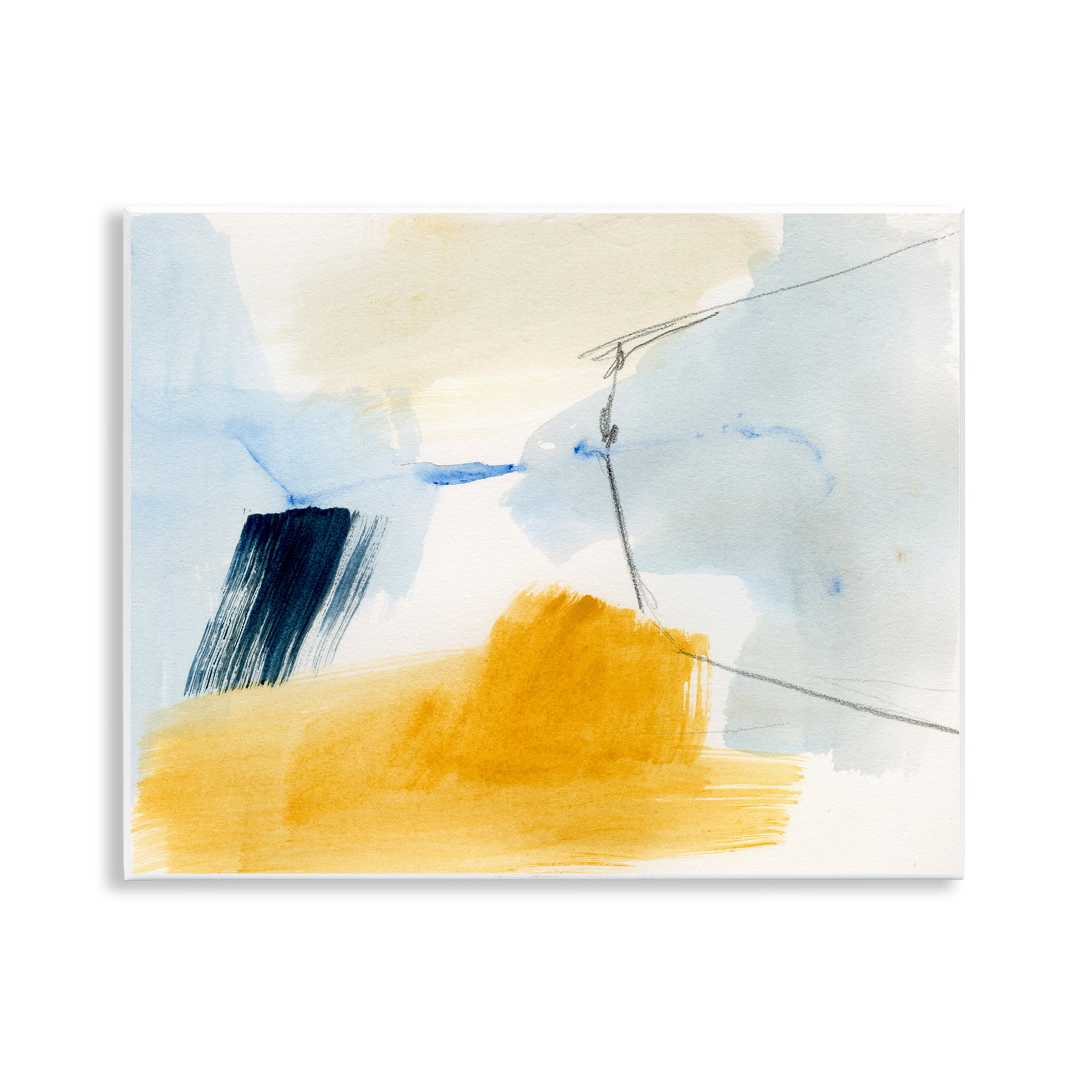 Stupell Industries Abstract Paint Yellow Accent Abstract Painting Unframed Art Print Wall Art, 14 x 11
