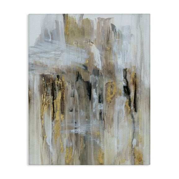 Stupell Industries Abstract Paint with Glam Accents Abstract Painting Gallery Wrapped Canvas Art Print Wall Art, 16 x 20