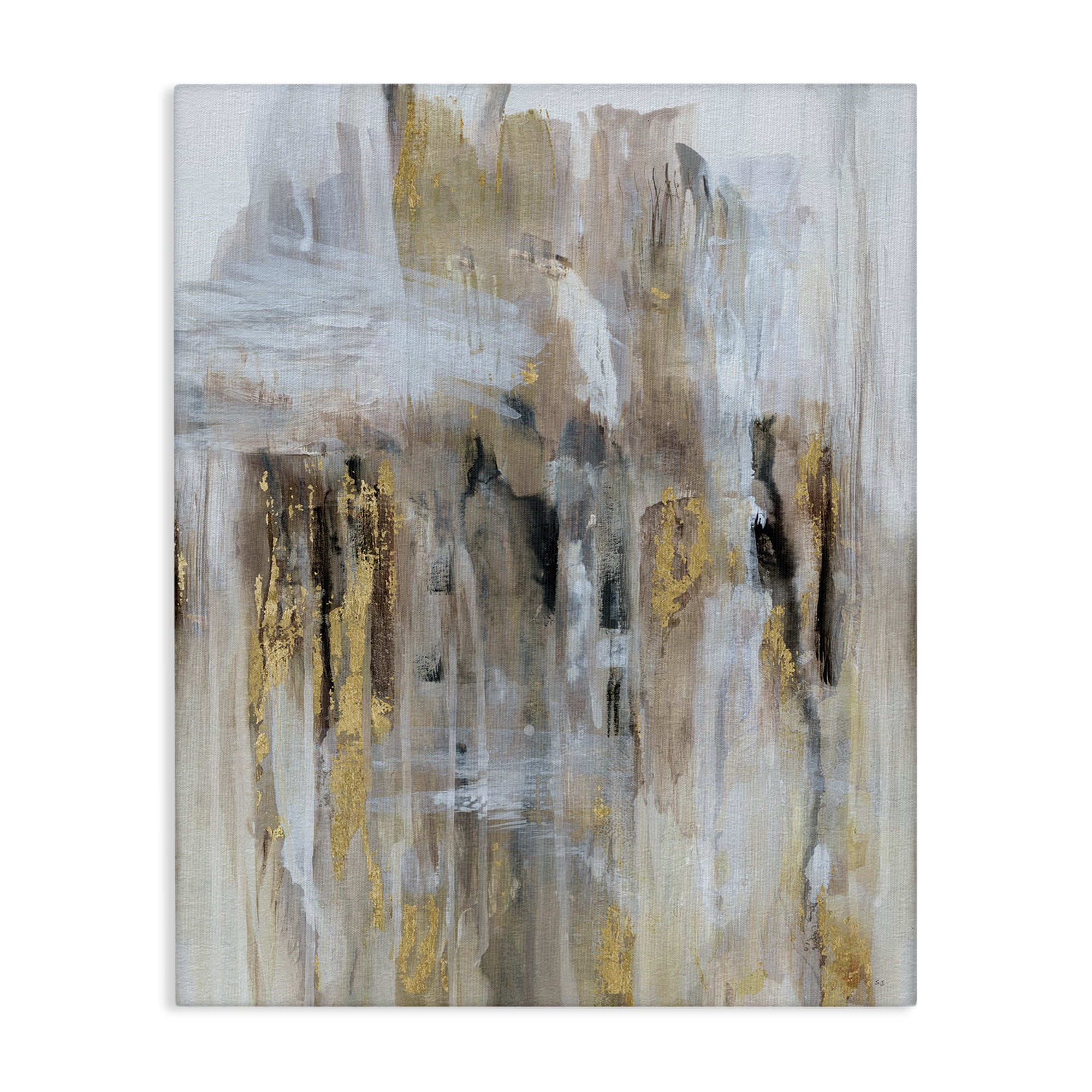 Stupell Industries Abstract Paint with Glam Accents Abstract Painting Gallery Wrapped Canvas Art Print Wall Art, 24 x 30