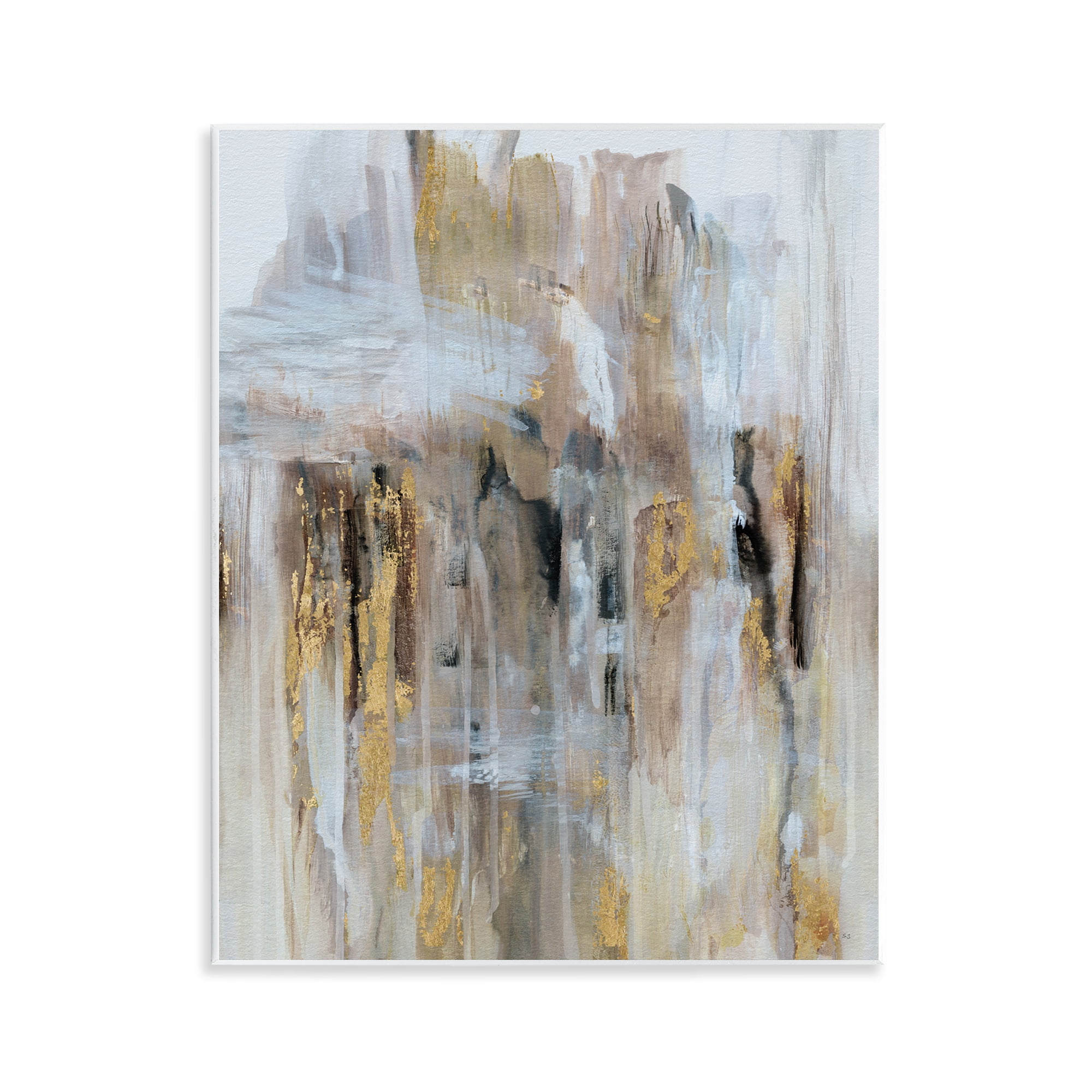 Stupell Industries Abstract Paint with Glam Accents Abstract Painting Unframed Art Print Wall Art, 11 x 14
