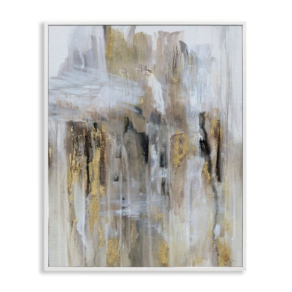 Stupell Industries Abstract Paint with Glam Accents Abstract Painting White Framed Art Print Wall Art, 11 x 14