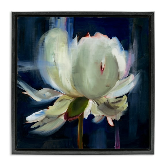 Stupell Industries Abstract Painted Flower Botanical & Floral Painting Black Floater Framed Art Print Wall Art, 18 x 18