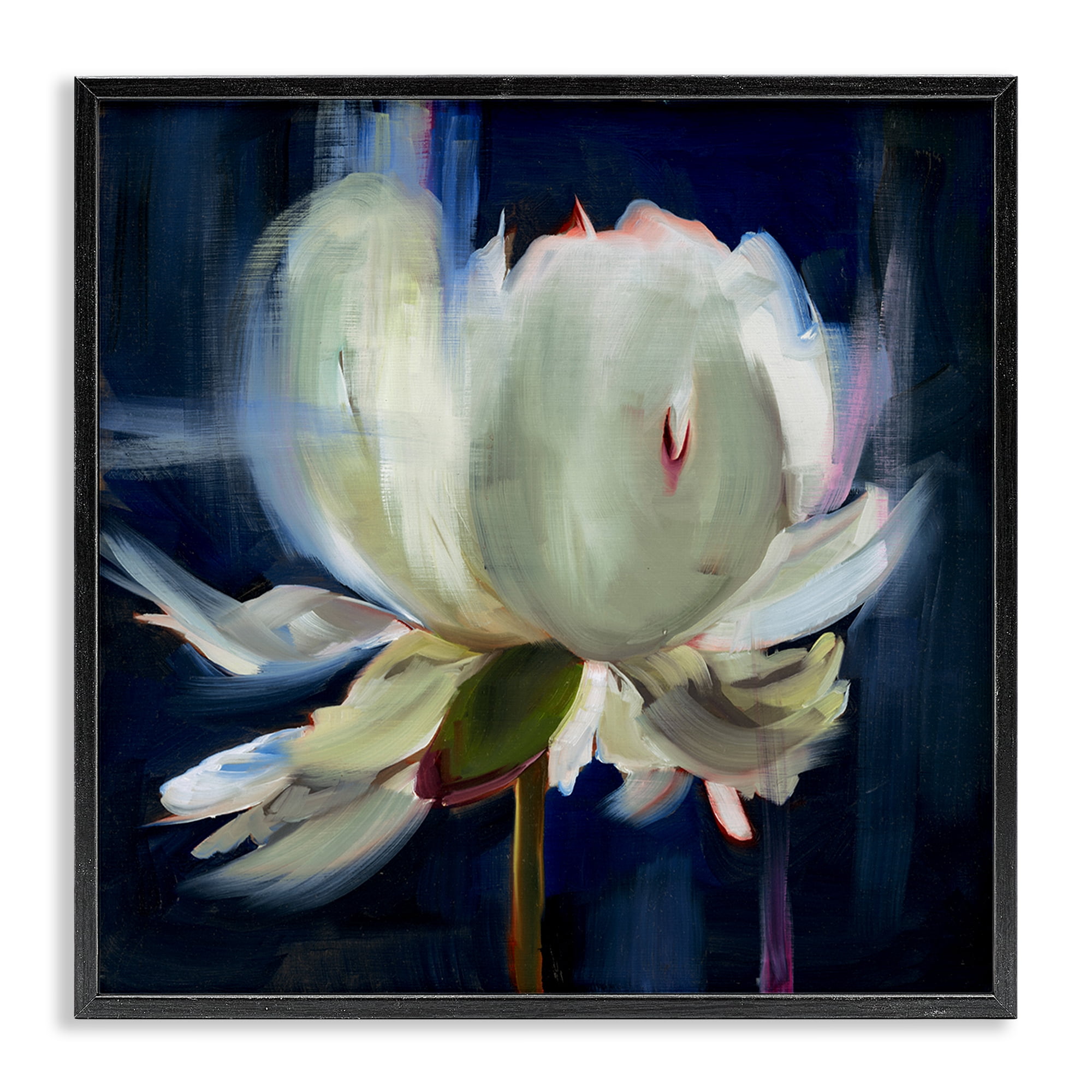 Stupell Industries Abstract Painted Flower Botanical & Floral Painting Black Framed Art Print Wall Art, 17 x 17