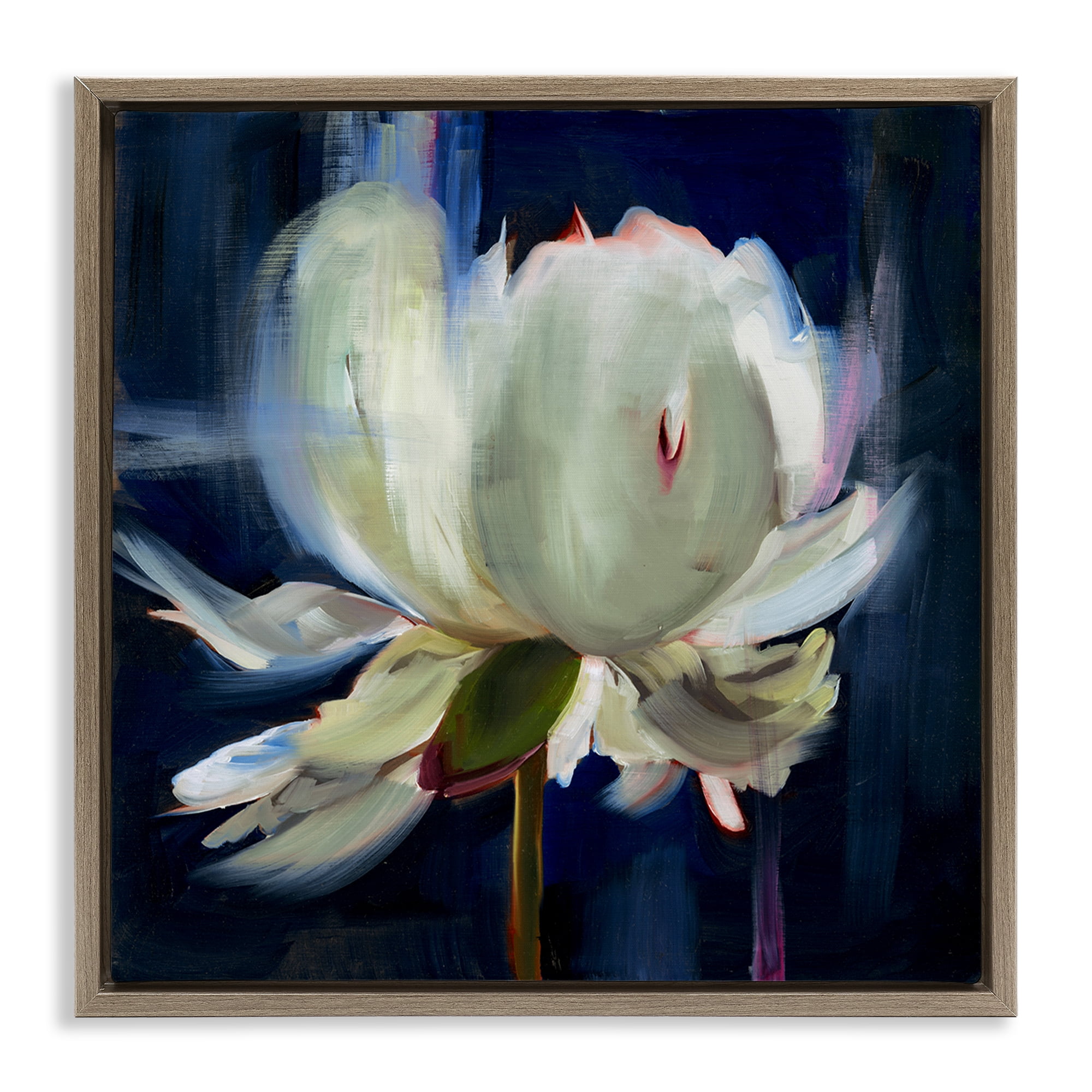 Stupell Industries Abstract Painted Flower Botanical & Floral Painting Brown Floater Framed Art Print Wall Art, 18 x 18