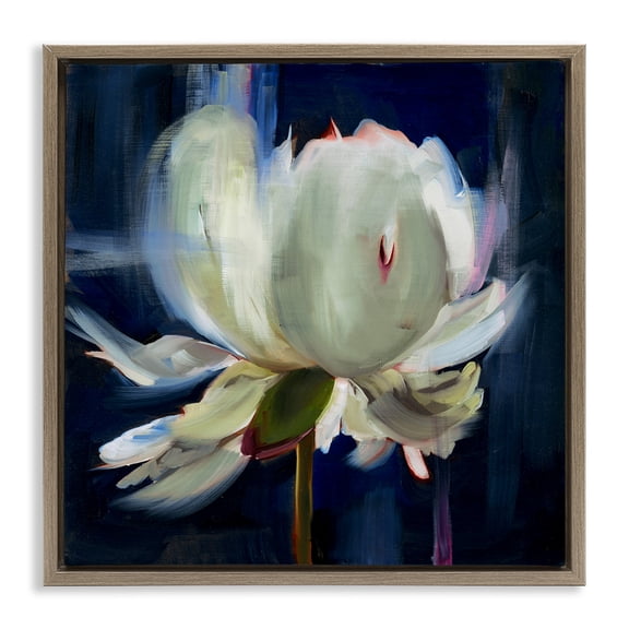 Stupell Industries Abstract Painted Flower Botanical & Floral Painting Brown Floater Framed Art Print Wall Art, 18 x 18