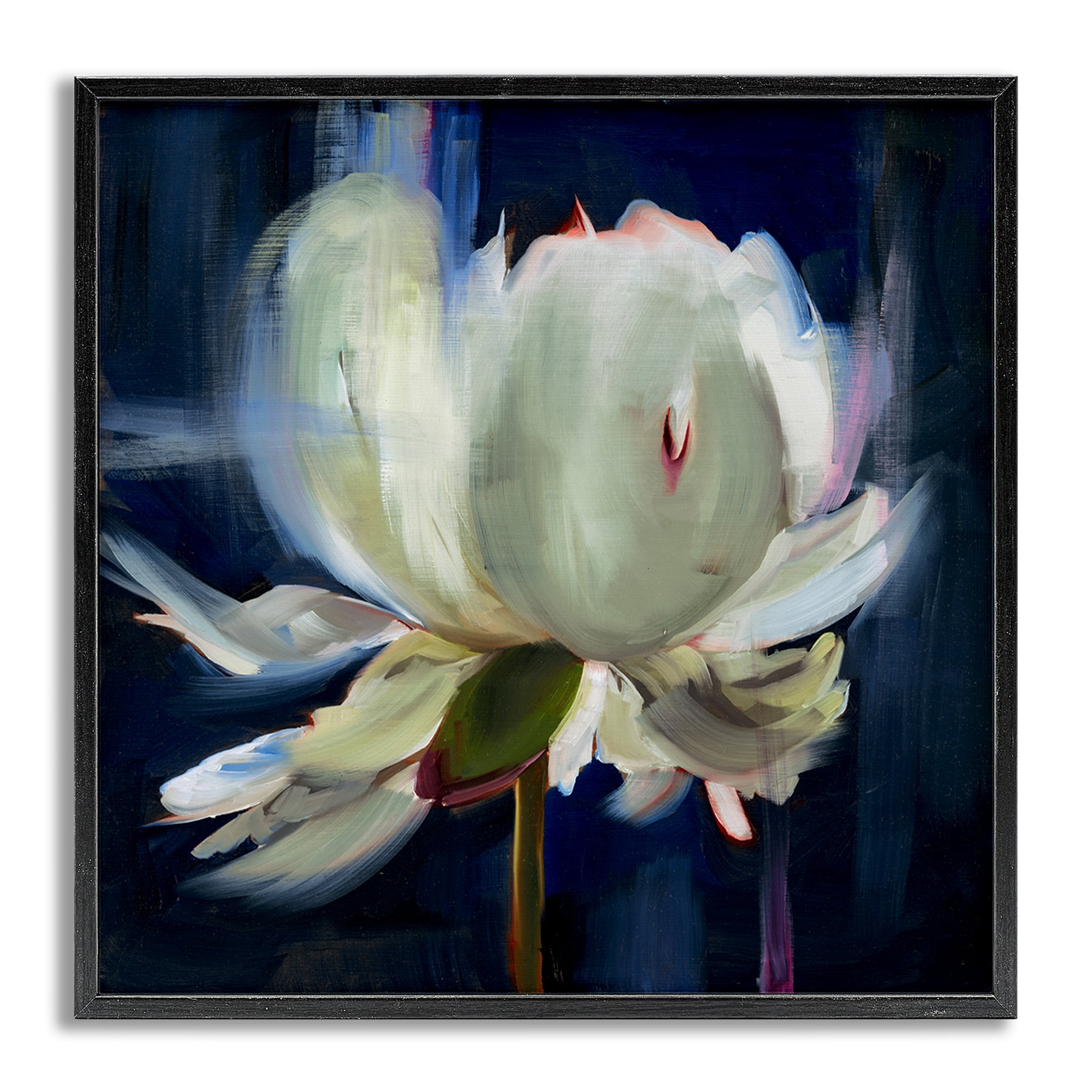 Stupell Industries Abstract Painted Flower Botanical & Floral Painting Gray Framed Art Print Wall Art, 24 x 24