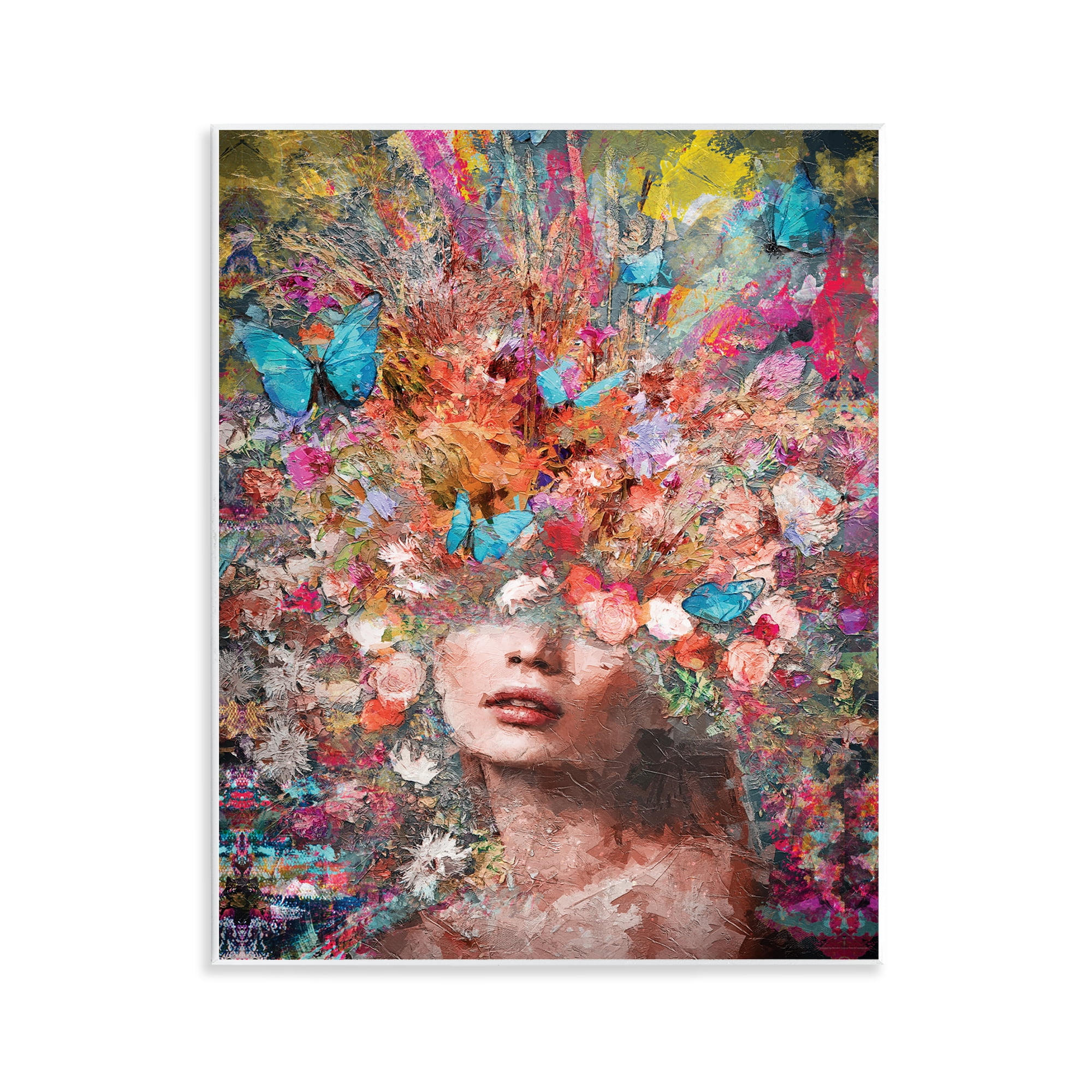 Stupell Industries Abstract Painterly Floral Face Animals Painting Unframed Art Print Wall Art, 11 x 14