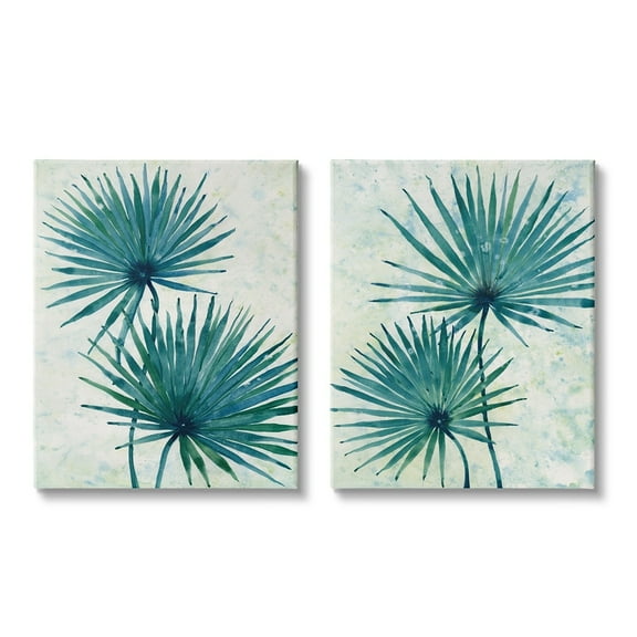 Stupell Industries Abstract Palm Fans Blue Green Silhouettes Canvas Wall Art by Tim OToole